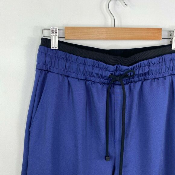 Koral Sweatpants Women MEDIUM Blue Black Reverie Shantung Slim Fit Stretch Waist - Picture 4 of 7